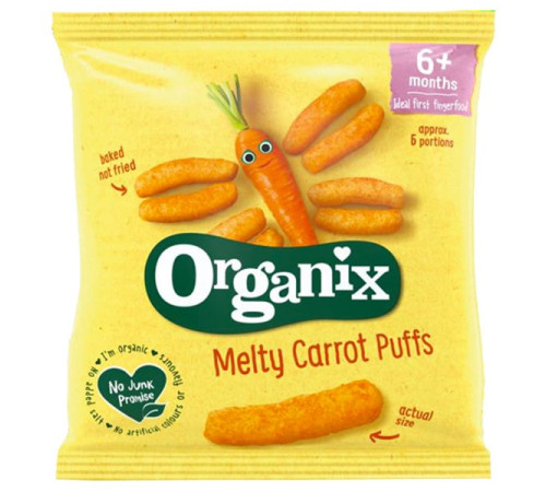  organix snack bio din porumb dulce cu morcovi (6 luni+) 20 gr.