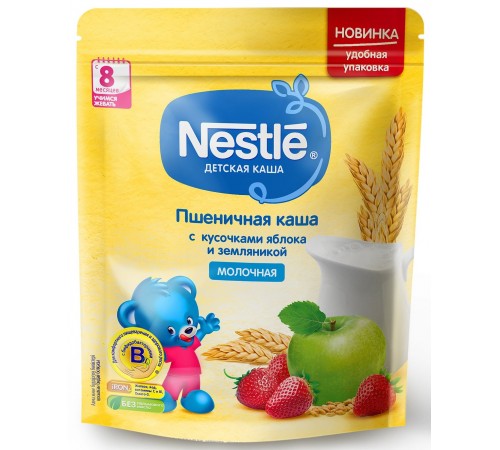 Детское питание в Молдове Nestle Каша молочная пшеничная с кусочками яблока и земляникой 220 гр. ( 8 м+)12343024 nestle Каша молочная пшеничная с кусочками яблока и земляникой 220 гр. ( 8 м+)12343024