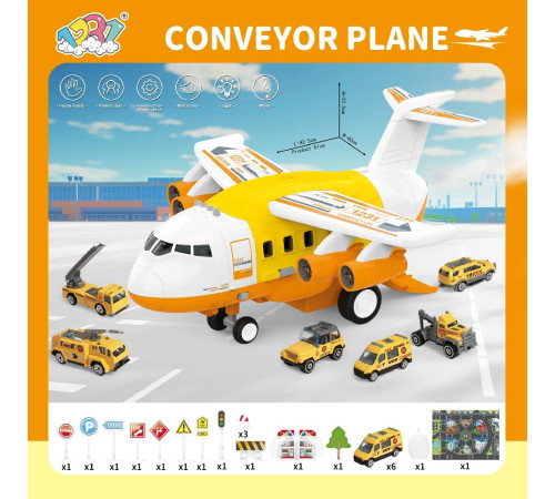  41469 avion transformabil cu mașini și covoraș (lumină și sunet) galben