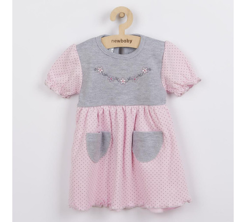  new baby 41963 rochie pink-grey 62cm (3-6luni)