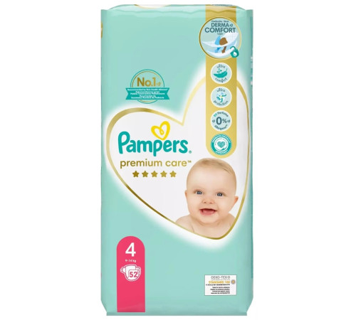 pampers premium care 4 (9-14 кг.) 52 шт.