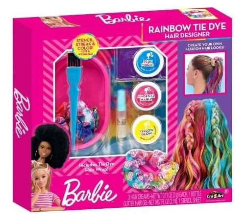 cra-z-art 34050int set de păr "barbie rainbow tie-dye hair designer"