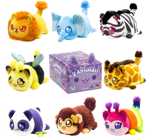 aphmau 65555a jucărie de pluș surpriză meemeow safari s1 (15 cm)