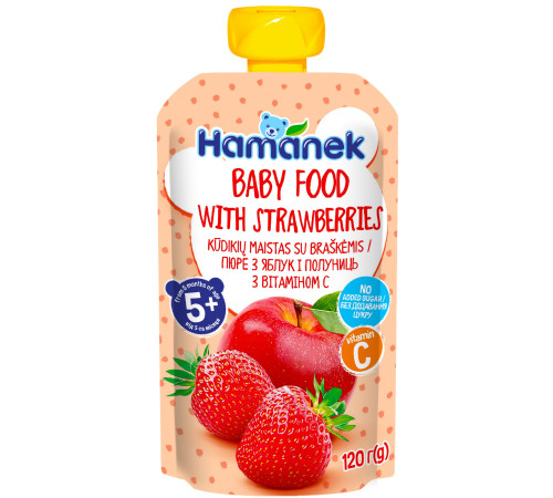 hame piure "hamanek" mere-capsuni (5 luni+) 120 gr.