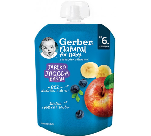  gerber Пюре "Яблоко-Черника-Банан" (6 м +) 80 гр.