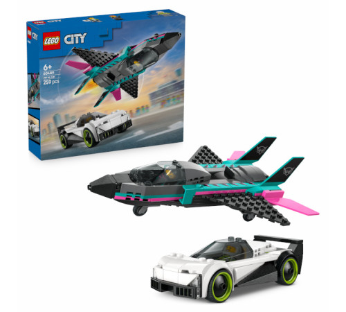 lego city 60489 constructor "avion contra mașină" (259 el.)