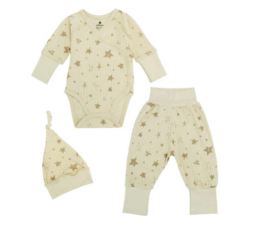  minikin 242130362-68 set de 3 piese "simple" (m.62-68) beige stars