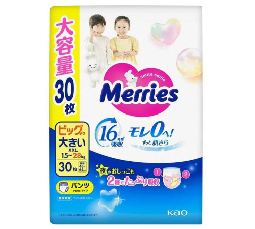 Merries Трусики размер XXL (15-28 кг) 30 шт.  merries Трусики размер xxl (15-28 кг) 30 шт.