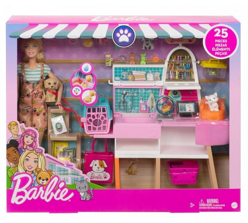 barbie grg90 set de joacă cu păpușa "totul pentru animale de companie"