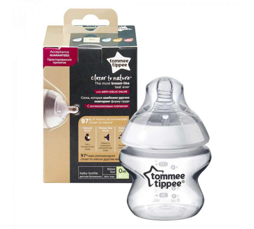 tommee tippee Бутылочка "closer to nature" tt0013 (0 м+) 150 мл.