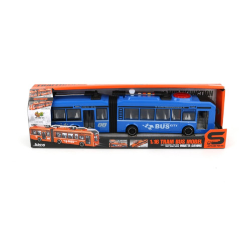 js163c autobuz alb cu frictiune, 1:16, jstoys (sunete si lumini) zja352340