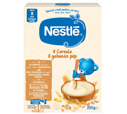 nestle terci 8 cereale fara lapte 250 gr. (8 m+)