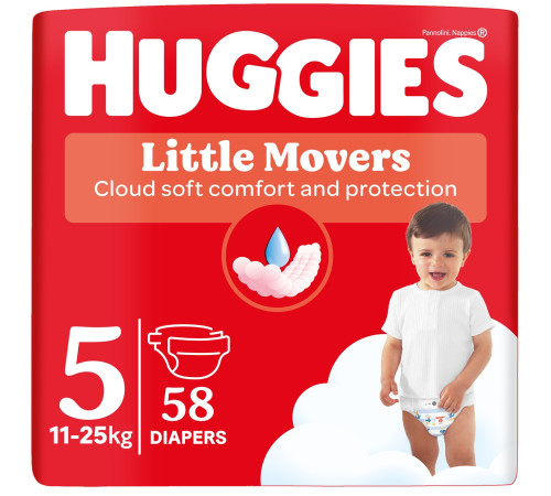  huggies little movers 5 (11-25 кг.) 58 шт.