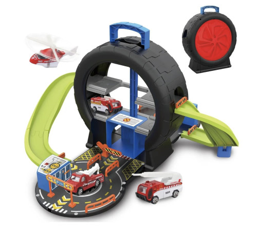 funky toys ft0512795 set de parcare rortabila in roată “secție de pompieri”