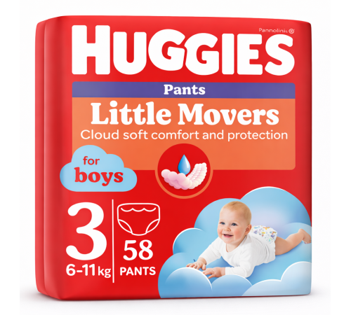  huggies Трусики little movers boy 3 (6-11 кг.) 58 шт.