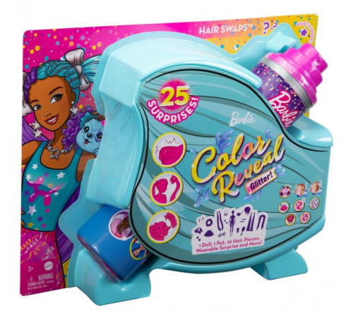 Детский магазин в Кишиневе в Молдове Barbie HBG38 Кукла "Color Reveal Glitter Doll Hair Swaps Purple With 25 Surprises" barbie hbg38 Кукла "color reveal glitter doll hair swaps purple with 25 surprises"