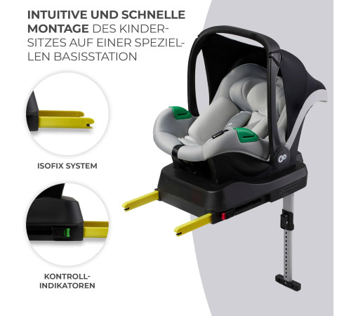 kinderkraft scaun auto mink pro i-size (40-75 cm) complet cu baza fx isofix (gri)