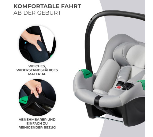kinderkraft scaun auto mink pro i-size (40-75 cm) complet cu baza fx isofix (gri)