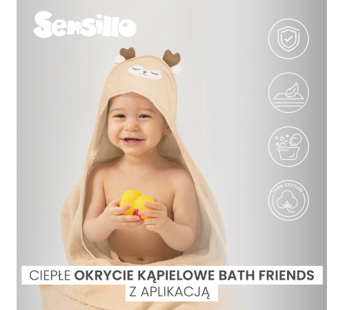 sensillo-30561 Полотенце с капюшоном "bear" (100x100 см) белый