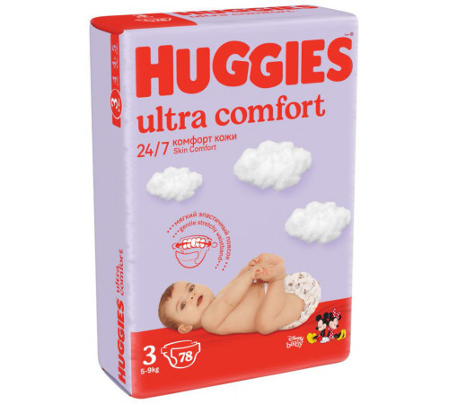 huggies ultra comfort mega pack 3 (5-9 kg.) 78 buc.