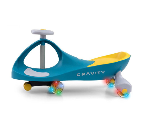 milly mally  59530 mașinuță de &icirc;mpins "gravity" cu roți led (verde/galben)