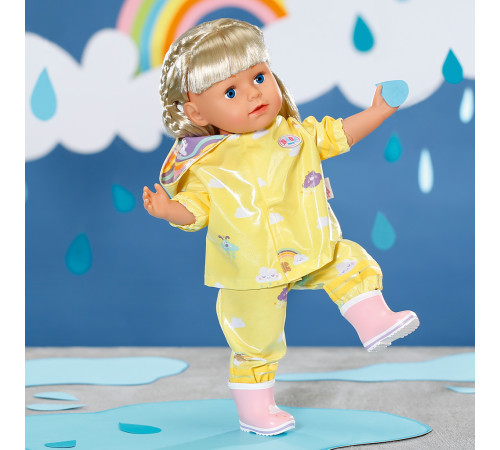 zapf creation 836460 set haine pentru păpuși baby born deluxe pelenă de ploaie (43 cm.)