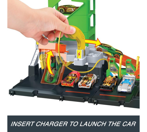 hot wheels htn79 set de joc "city super recharge fuel station"