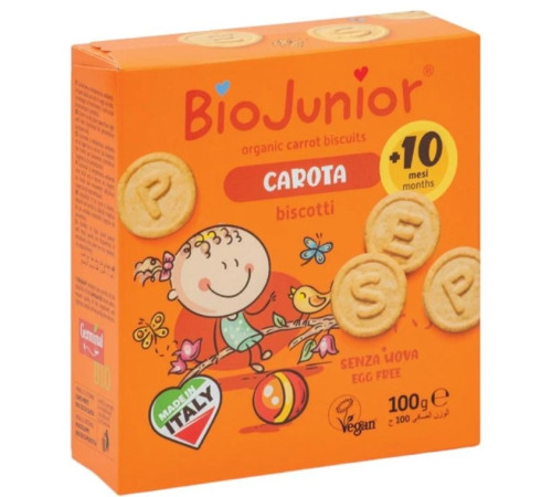  biojunior organic biscuiți din ovăz cu morcovi pentru copii germinal (10 luni+), 100 g