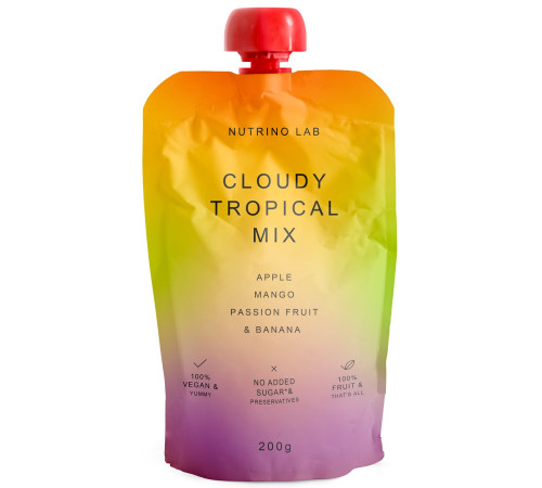 nutrino lab piure "cloudy tropical mix" măr-mango-fructele pasiunii-banana (200 gr.)