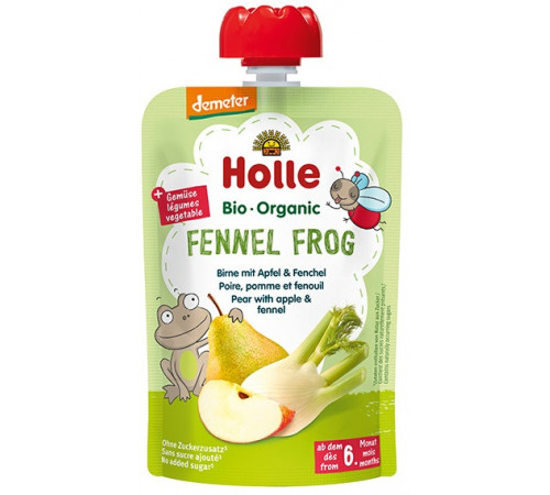 Детское питание в Молдове holle bio organic Пюре "fennel frog" Груша-яблоко-фенхель (6 м +) 100 гр.