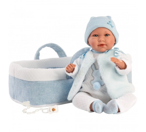 llorens 74011 păpușă interactivă "mimo lloron capazo celeste" (40 cm.)