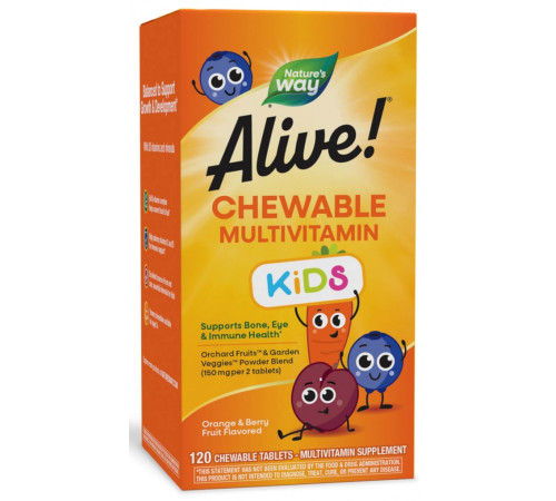 Natures Way, Alive! Витаминный комплекс для детей "Kid s Chewable Multivitamin" (120 шт.)   natures way, alive! Витаминный комплекс для детей "kid s chewable multivitamin" (120 шт.)