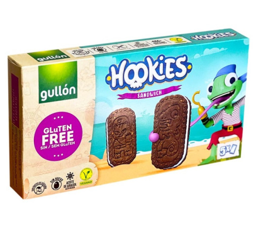  gullon biscuiti de ciocolata fara gluten cu un strat cremos "hookies" (230 gr.)