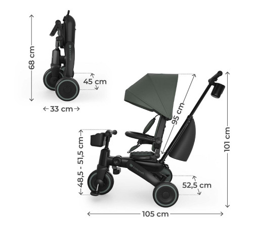 kinderkraft triciclu pliabil jazz 3 (verde)
