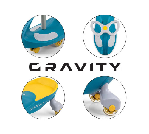 milly mally  59530 mașinuță de &icirc;mpins "gravity" cu roți led (verde/galben)
