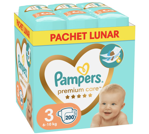 pampers premium care 3 (6-10 kg.) 200 buc.
