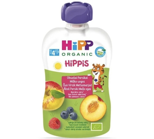  hipp 8525 Пюре hippis Персик-лесные ягоды (4 м+) 90 гр.