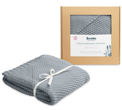  sensillo-43495 pătură din bambus cu glugă (90 x 85 cm) grafit