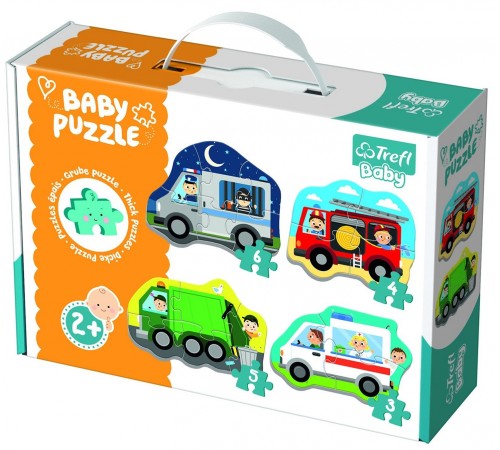 trefl 36071 Пазлы 4-в-1 baby classic "Машины и профессии" (5/6/4/3 эл.)
