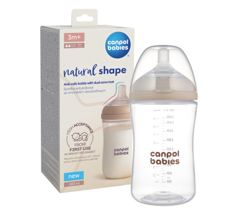  canpol 35/401 biberon anti-colici "natural shape duoflex" (3 luni+) 260 ml.