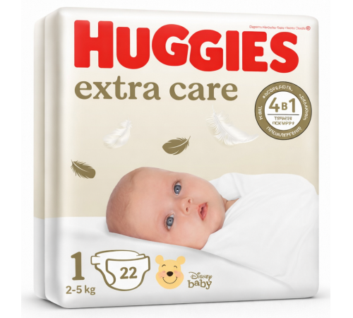  huggies extra care Подгузники 1 (2-5 кг), 22 шт.