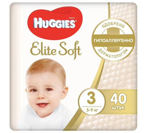  huggies elite soft jimbo pack 3 (5-9 кг.) 40 шт.