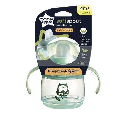 tommee tippee tt0512 Чашка-непроливайка "softspout" зелёный (4 м+) 150 мл.