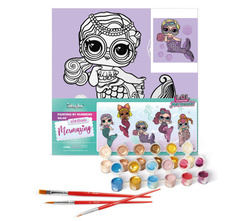 ideyka kho6263 Картина по номерам "l.o.l. surprise! mermaids miss sea" (40х40 см)