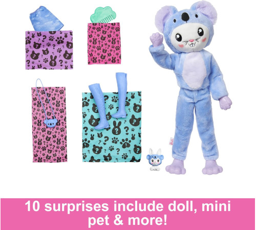  barbie hrk26 papusa "cutie reveal: iepuraș în costum de koala"