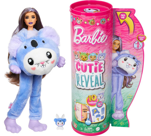   barbie hrk26 papusa "cutie reveal: iepuraș în costum de koala"