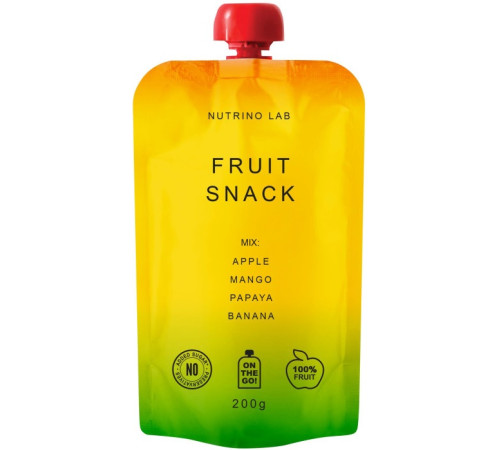 nutrino lab Пюре "fruit snack" Яблоко-манго-папайя-банан (200 гр.)