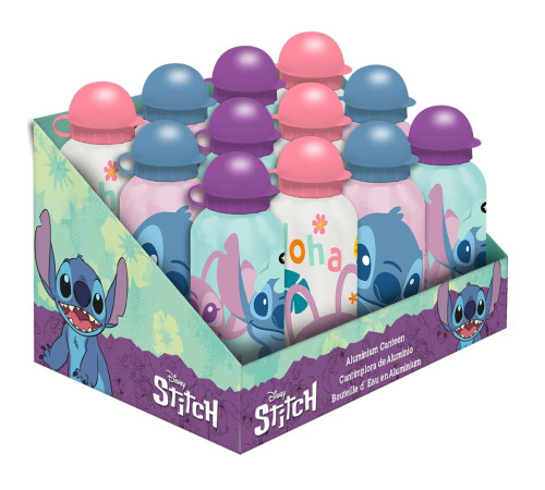 kids licensing st00087 sticla pentru apa aluminiu "stitch" (500 ml.) 3 modele