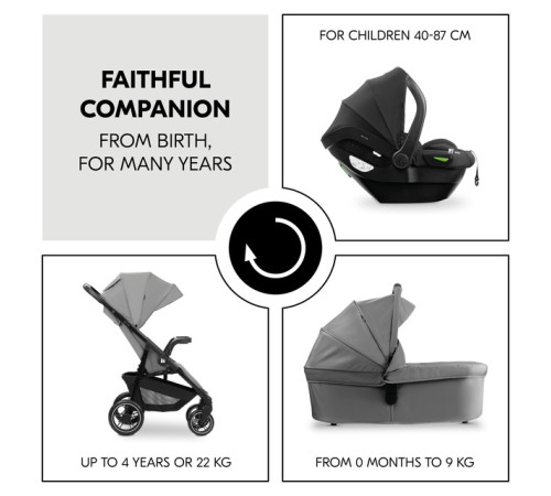 hauck cărucior 3 in 1 shop n care trio set grey