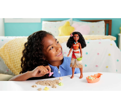 disney princess jfc40 păpușa "prințesa moana" din seria "prietenii mării" cu nisip